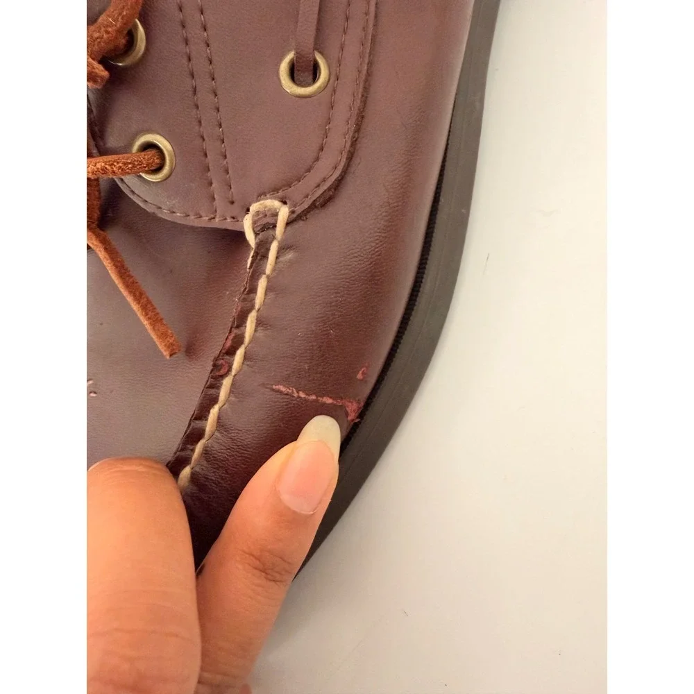 Vintage 90s Polo Sport Ralph Lauren Mens Brown Leather Boat Shoes Loafers 9.5